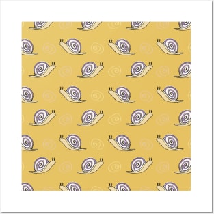 Illustrated Snail and Swirls Pattern Posters and Art